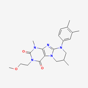molecular formula C21H27N5O3 B2689243 9-(3,4-dimethylphenyl)-3-(2-methoxyethyl)-1,7-dimethyl-7,8-dihydro-6H-purino[7,8-a]pyrimidine-2,4-dione CAS No. 848217-51-6