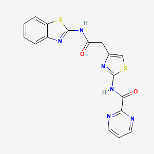 molecular formula C17H12N6O2S2 B2689251 N-(4-(2-(benzo[d]thiazol-2-ylamino)-2-oxoethyl)thiazol-2-yl)pyrimidine-2-carboxamide CAS No. 1286698-91-6
