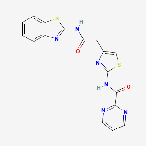 molecular formula C17H12N6O2S2 B2689251 N-(4-(2-(苯并[d]噻唑-2-基氨基)-2-氧代乙基)噻唑-2-基)嘧啶-2-甲酰胺 CAS No. 1286698-91-6