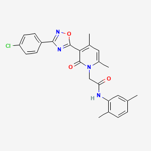 molecular formula C25H23ClN4O3 B2689252 2-(3-(3-(4-chlorophenyl)-1,2,4-oxadiazol-5-yl)-4,6-dimethyl-2-oxopyridin-1(2H)-yl)-N-(2,5-dimethylphenyl)acetamide CAS No. 946369-38-6
