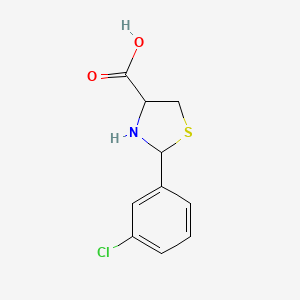 molecular formula C10H10ClNO2S B2689253 2-(3-chlorophenyl)-1,3-thiazolidine-4-carboxylic Acid CAS No. 118721-55-4