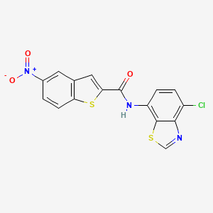 molecular formula C16H8ClN3O3S2 B2689259 N-(4-氯-1,3-苯并噻唑-7-基)-5-硝基-1-苯并噻吩-2-甲酰胺 CAS No. 941892-60-0