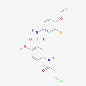 molecular formula C18H20BrClN2O5S B2689260 N-{3-[(3-溴-4-乙氧基苯基)磺酰氨基]-4-甲氧基苯基}-3-氯丙酰胺 CAS No. 749902-97-4