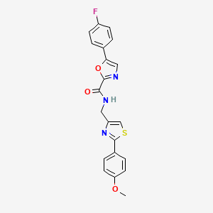 molecular formula C21H16FN3O3S B2689262 5-(4-fluorophenyl)-N-((2-(4-methoxyphenyl)thiazol-4-yl)methyl)oxazole-2-carboxamide CAS No. 1798679-59-0