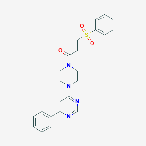 1-(4-(6-Phenylpyrimidin-4-yl)piperazin-1-yl)-3-(phenylsulfonyl)propan-1-one