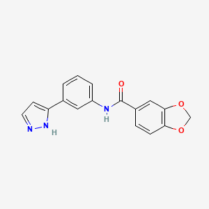 molecular formula C17H13N3O3 B2689274 N-[3-(1H-pyrazol-5-yl)phenyl]-2H-1,3-benzodioxole-5-carboxamide CAS No. 1206990-41-1