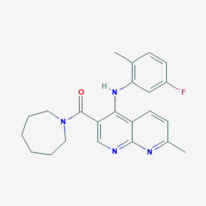 molecular formula C23H25FN4O B2689278 1-甲基-4-{[5-(苯基磺酰)-2-噻吩基]甲酰}哌嗪 CAS No. 1251693-47-6