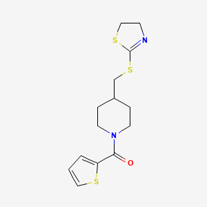 (4-(((4,5-Dihydrothiazol-2-yl)thio)methyl)piperidin-1-yl)(thiophen-2-yl)methanone