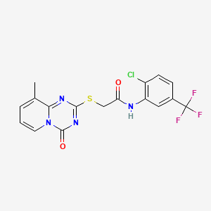 molecular formula C17H12ClF3N4O2S B2689285 N-(2-氯-5-(三氟甲基)苯基)-2-((9-甲基-4-氧代-4H-吡啶[1,2-a][1,3,5]三嗪-2-基)硫)乙酰胺 CAS No. 896347-42-5