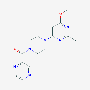 molecular formula C15H18N6O2 B2689286 (4-(6-Methoxy-2-methylpyrimidin-4-yl)piperazin-1-yl)(pyrazin-2-yl)methanone CAS No. 1251586-14-7