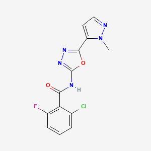 molecular formula C13H9ClFN5O2 B2689288 2-chloro-6-fluoro-N-(5-(1-methyl-1H-pyrazol-5-yl)-1,3,4-oxadiazol-2-yl)benzamide CAS No. 1172551-45-9