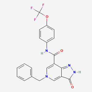 molecular formula C21H15F3N4O3 B2689294 5-苄基-3-氧代-N-(4-(三氟甲氧基)苯基)-3,5-二氢-2H-吡唑啉-7-羧酰胺 CAS No. 1219844-98-0
