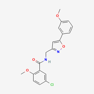 molecular formula C19H17ClN2O4 B2689299 5-chloro-2-methoxy-N-((5-(3-methoxyphenyl)isoxazol-3-yl)methyl)benzamide CAS No. 953013-49-5