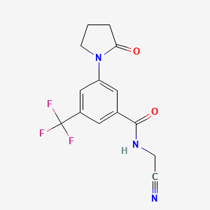 molecular formula C14H12F3N3O2 B2689309 N-(cyanomethyl)-3-(2-oxopyrrolidin-1-yl)-5-(trifluoromethyl)benzamide CAS No. 1333782-80-1