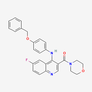 molecular formula C27H24FN3O3 B2689310 (4-((4-(Benzyloxy)phenyl)amino)-6-fluoroquinolin-3-yl)(morpholino)methanone CAS No. 1358236-54-0