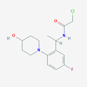2-Chloro-N-[1-[5-fluoro-2-(4-hydroxypiperidin-1-yl)phenyl]ethyl]acetamide