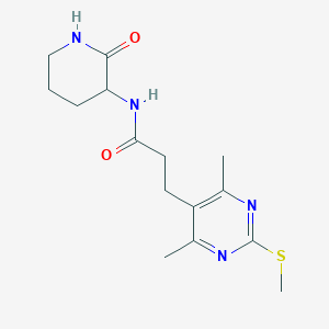 molecular formula C15H22N4O2S B2689316 3-[4,6-dimethyl-2-(methylsulfanyl)pyrimidin-5-yl]-N-(2-oxopiperidin-3-yl)propanamide CAS No. 1808295-05-7