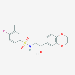molecular formula C17H18FNO5S B2689318 N-(2-(2,3-dihydrobenzo[b][1,4]dioxin-6-yl)-2-hydroxyethyl)-4-fluoro-3-methylbenzenesulfonamide CAS No. 2034262-47-8