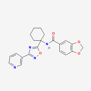 N-(1-(3-(pyridin-3-yl)-1,2,4-oxadiazol-5-yl)cyclohexyl)benzo[d][1,3]dioxole-5-carboxamide