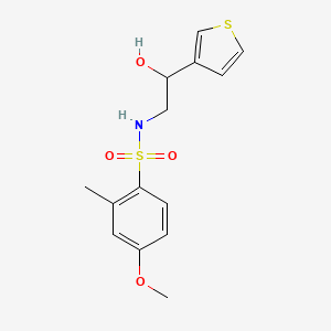 molecular formula C14H17NO4S2 B2689344 N-(2-hydroxy-2-(thiophen-3-yl)ethyl)-4-methoxy-2-methylbenzenesulfonamide CAS No. 1251615-26-5