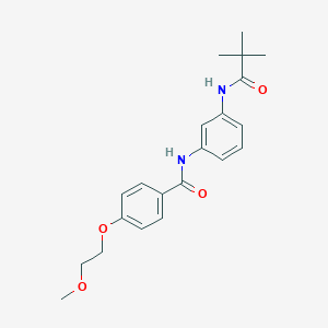 molecular formula C21H26N2O4 B268935 N-{3-[(2,2-dimethylpropanoyl)amino]phenyl}-4-(2-methoxyethoxy)benzamide 