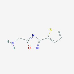 molecular formula C7H7N3OS B2689363 [3-(Thiophen-2-yl)-1,2,4-oxadiazol-5-yl]methanamine CAS No. 933699-02-6