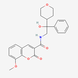 molecular formula C24H25NO6 B2689368 N-(2-hydroxy-2-phenyl-2-(tetrahydro-2H-pyran-4-yl)ethyl)-8-methoxy-2-oxo-2H-chromene-3-carboxamide CAS No. 2034330-49-7