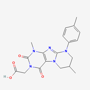 molecular formula C19H21N5O4 B2689373 2-[1,7-dimethyl-9-(4-methylphenyl)-2,4-dioxo-7,8-dihydro-6H-purino[7,8-a]pyrimidin-3-yl]acetic acid CAS No. 878423-70-2