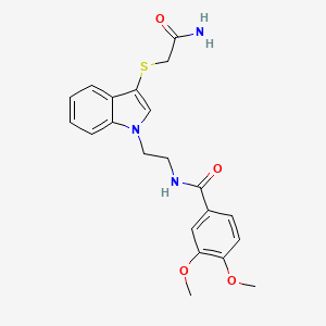 N-[2-[3-(2-amino-2-oxoethyl)sulfanylindol-1-yl]ethyl]-3,4-dimethoxybenzamide