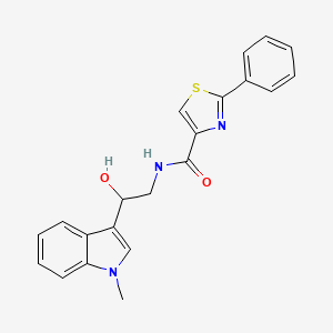 molecular formula C21H19N3O2S B2689380 N-(2-hydroxy-2-(1-methyl-1H-indol-3-yl)ethyl)-2-phenylthiazole-4-carboxamide CAS No. 2034572-16-0