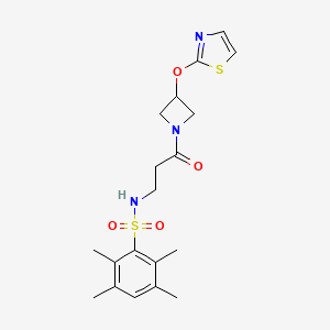 2,3,5,6-tetramethyl-N-(3-oxo-3-(3-(thiazol-2-yloxy)azetidin-1-yl)propyl)benzenesulfonamide