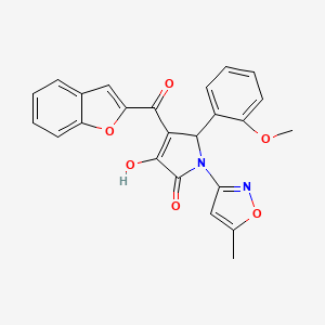 molecular formula C24H18N2O6 B2689395 4-(benzofuran-2-carbonyl)-3-hydroxy-5-(2-methoxyphenyl)-1-(5-methylisoxazol-3-yl)-1H-pyrrol-2(5H)-one CAS No. 618877-33-1