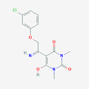 molecular formula C14H14ClN3O4 B2689396 5-[1-amino-2-(3-chlorophenoxy)ethylidene]-1,3-dimethyl-2,4,6(1H,3H,5H)-pyrimidinetrione CAS No. 321430-78-8
