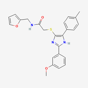 molecular formula C24H23N3O3S B2689407 N-(2-呋喃甲基)-2-{[2-(3-甲氧基苯基)-5-(4-甲基苯基)-1H-咪唑-4-基]硫代}乙酰胺 CAS No. 901233-87-2