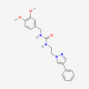 molecular formula C21H24N4O3 B2689411 1-(3,4-二甲氧基苯甲基)-3-(2-(4-苯基-1H-吡唑-1-基)乙基)脲 CAS No. 2034291-88-6