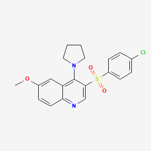 molecular formula C20H19ClN2O3S B2689425 3-(4-氯苯磺酰)-6-甲氧基-4-(吡咯啉-1-基)喹啉 CAS No. 872206-95-6