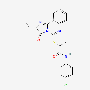 molecular formula C22H21ClN4O2S B2689429 N-(4-氯苯基)-2-((3-氧代-2-丙基-2,3-二氢咪唑[1,2-c]喹唑-5-基)硫代)丙酰胺 CAS No. 1185123-38-9