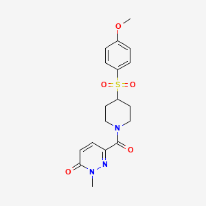 molecular formula C18H21N3O5S B2689438 6-(4-((4-甲氧基苯基)磺酰基)哌啶-1-甲酰)-2-甲基吡啶并[3,2H]嘧啶-3-酮 CAS No. 1448046-65-8