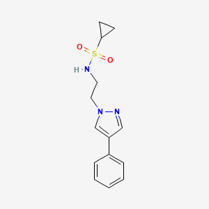 molecular formula C14H17N3O2S B2689444 N-(2-(4-苯基-1H-吡唑-1-基)乙基)环丙烷磺酰胺 CAS No. 2034551-45-4