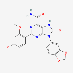 molecular formula C21H17N5O6 B2689448 9-(1,3-benzodioxol-5-yl)-2-(2,4-dimethoxyphenyl)-8-oxo-8,9-dihydro-7H-purine-6-carboxamide CAS No. 898422-77-0