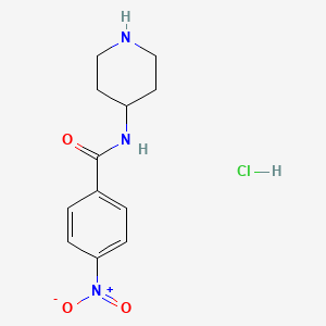 molecular formula C12H16ClN3O3 B2689449 4-硝基-N-(哌啶-4-基)苯甲酰胺盐酸盐 CAS No. 1233953-05-3