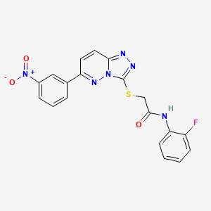molecular formula C19H13FN6O3S B2689450 N-(2-氟苯基)-2-((6-(3-硝基苯基)-[1,2,4]三唑并[4,3-b]吡啶-3-基)硫代)乙酰胺 CAS No. 891121-87-2