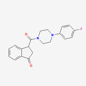 molecular formula C20H19FN2O2 B2689455 3-(4-(4-fluorophenyl)piperazine-1-carbonyl)-2,3-dihydro-1H-inden-1-one CAS No. 1207048-04-1