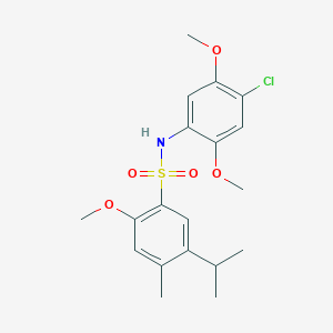 molecular formula C19H24ClNO5S B2689458 N-(4-chloro-2,5-dimethoxyphenyl)-2-methoxy-4-methyl-5-(propan-2-yl)benzene-1-sulfonamide CAS No. 2305298-29-5