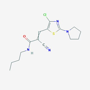 molecular formula C15H19ClN4OS B2689466 N-butyl-3-[4-chloro-2-(pyrrolidin-1-yl)-1,3-thiazol-5-yl]-2-cyanoprop-2-enamide CAS No. 1376441-98-3