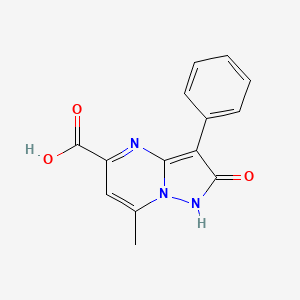 molecular formula C14H11N3O3 B2689481 7-甲基-2-氧代-3-苯基-1,2-二氢嘧啶并[1,5-a]嘧啶-5-羧酸 CAS No. 1245569-60-1