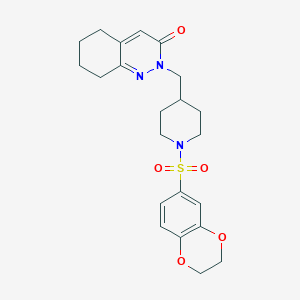 molecular formula C22H27N3O5S B2689492 2-{[1-(2,3-Dihydro-1,4-benzodioxine-6-sulfonyl)piperidin-4-yl]methyl}-2,3,5,6,7,8-hexahydrocinnolin-3-one CAS No. 2097890-65-6