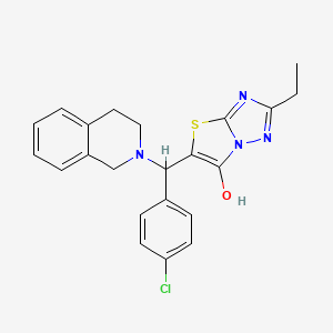 molecular formula C22H21ClN4OS B2689493 5-((4-chlorophenyl)(3,4-dihydroisoquinolin-2(1H)-yl)methyl)-2-ethylthiazolo[3,2-b][1,2,4]triazol-6-ol CAS No. 898349-90-1