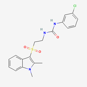 molecular formula C19H20ClN3O3S B2689504 1-(3-chlorophenyl)-3-(2-((1,2-dimethyl-1H-indol-3-yl)sulfonyl)ethyl)urea CAS No. 946219-26-7