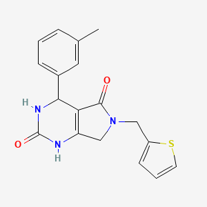 molecular formula C18H17N3O2S B2689505 6-(噻吩-2-基甲基)-4-(间甲苯基)-3,4,6,7-四氢-1H-吡咯并[3,4-d]嘧啶-2,5-二酮 CAS No. 1021093-71-9